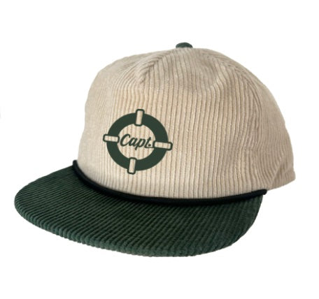 Corduroy Hat - Green on Cream